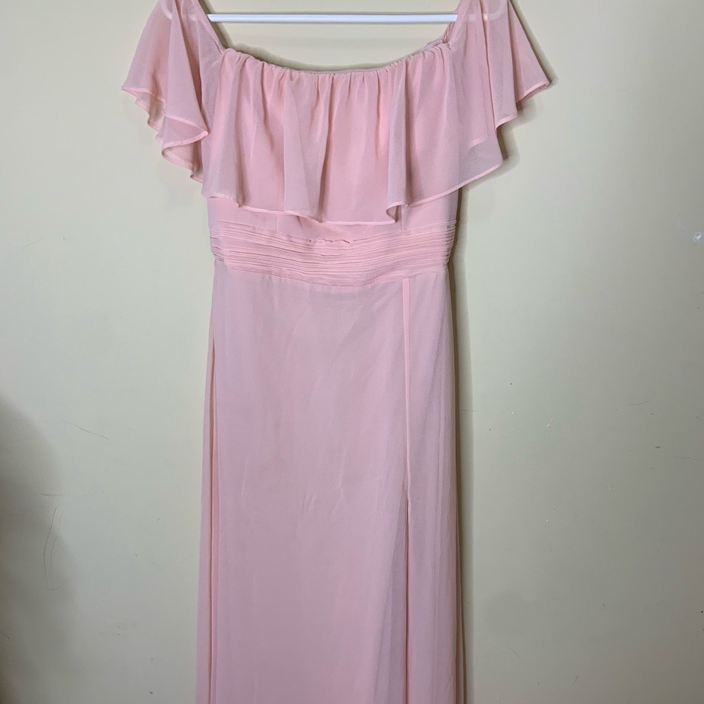 floor length pink dress
